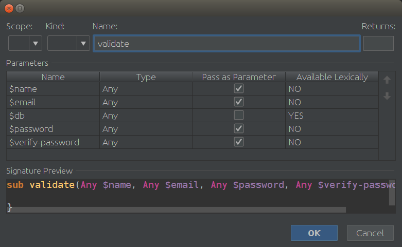 Extract code dialog