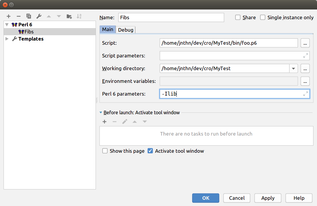 Set up run configuration